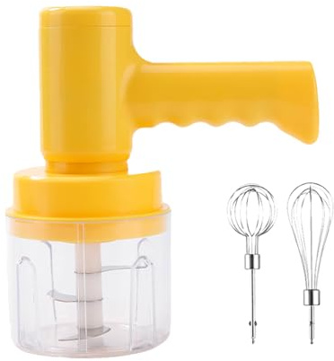 Hand Mixer Automatic Egg Beater Whisk Milk Frother Food with Powerful Motor for Baking Cooking Kitchen (Yellow, A)