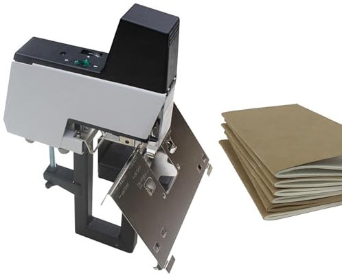RSPPPJQ Grapadora eléctrica Profesional, encuadernadora y Grapadora automática de Hojas Planas y de Lomo con Pedal, 100 mm de Profundidad y 1-9 Niveles de Intensidad.