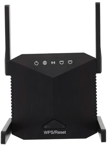 Repetidor WiFi 300mbps 2.4ghz Negro Abs 4 Antenas 802.11n | 220-240v, Diseño Ventilación Lateral, Amplificación de Señal y Penetración de Pared