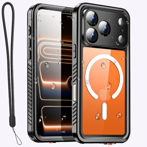 AICase Magnetisk vattentätt Skal för iPhone 17 Pro Max 6,9-Tum, Kompatibel med MagSafe, vattentätt/snötät/dammtät/stötsäker, IP68-certifierat, 360 graders helkroppsskydd, inbyggt skärmskydd.