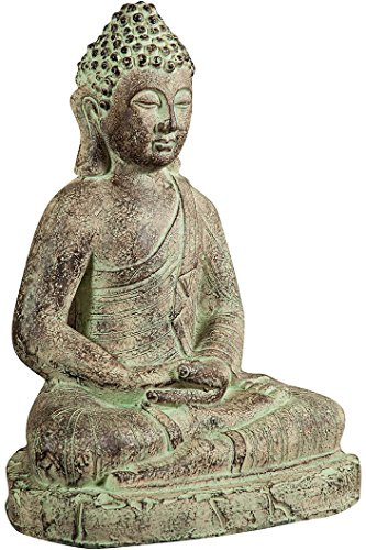 Biscottini Buddhastaty i meditativ position 46x34x66 cm - Buddha stor hartsstaty - gammal steneffekt dekor Buddah - Zen-dekoration för inomhus och utomhus