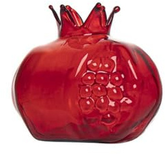 Vase en verre en forme de grenade, mini vase à fruits, pot de fleurs hydroponique, décoration de bureau (S, rouge)