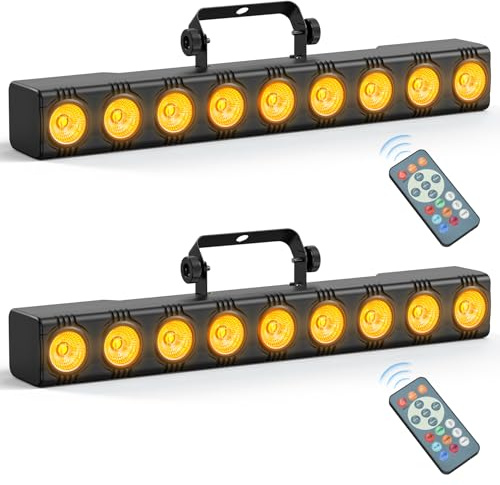 Yespick 2 Pièce LED RGBW Wallwasher,Lampe de Scène,9 x 6W Lumière Disco avec dmx Contrôle et télécommande,Barre Lumineuse LED Pour Mariage,DJ,Discothèque,Extérieur,Noël,Halloween,Fête,Effets