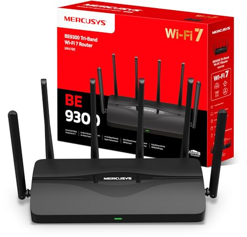 MERCUSYS MR47BE BE9300Mbps Tri-Band Wi-Fi 7 Router, 4x 2.5G LAN/WAN Ports, Blazing-Fast 9.3Gbps WiFi Router, 320 MHz Channels, New 6 GHz Band, EasyMesh-Compatible, Easy App Control, Easy Setup and Use