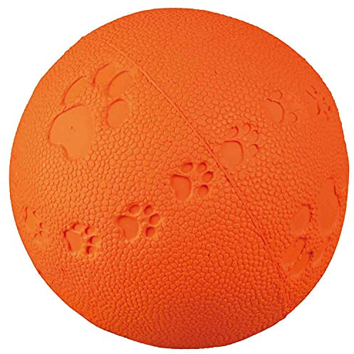TRIXIE Hundespielzeug Ball, aus Gummi, mit Quietscher, pink – ø 6 cm