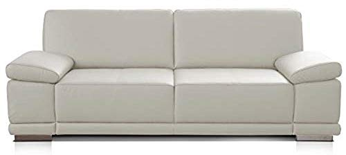 CAVADORE 3,5-Sitzer Sofa Corianne in Kunstleder / Großes Ledersofa in hochwertigem Kunstleder und modernem Design /Mit Armteilverstellung / 248 x 80 x 99 / Kunstleder weiß