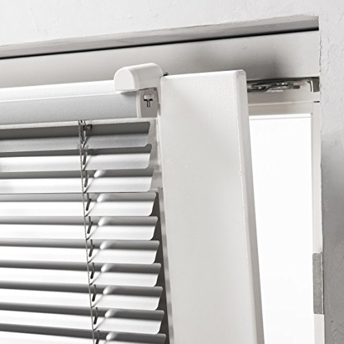 Klemmfix Alu Jalousie Plissee Aluminium Lamellen Rollo Silber Montage ohne zu Bohren 50 cm breit x 130 cm hoch stufenlos verstellbar