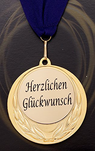 Edle Medaille/Auszeichnung mit Gravurschild Herzlichen Glückwunsch und Umhängeband