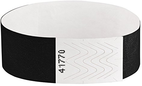 OTWIS 500 Tyvek Kontrollarmbänder – nummerierte Einlassbänder und Eintrittsbänder, selbstklebend, wasserabweisend, 255 x 19 mm, Schwarz