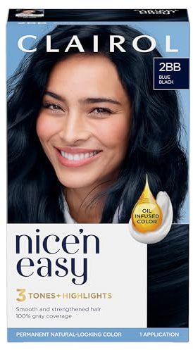 Clairol Nice'n Easy Permanent Hair Dye, 2BB Blue Black | Pack of 1