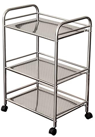 CLIPOP3-Tier Küchenwagen Servierwagen Küchenrollwagen mit Rollen,Rostfreier Stahl Allzweckwagen für Küche Bad Büro Restaurant(60 x 35 x 75 cm)
