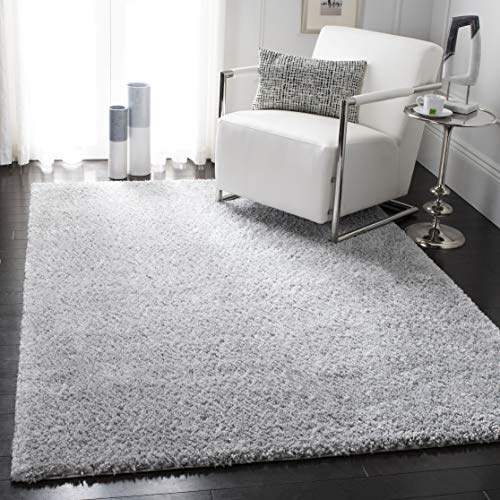 SAFAVIEH August Shag Collection Area Rug - 5'3 x 7'6, Silver, Solid Design, Non-Shedding & Easy Care, 1.2-inch Thick Ideal for High Traffic Areas in Living Room, Bedroom (AUG900G)