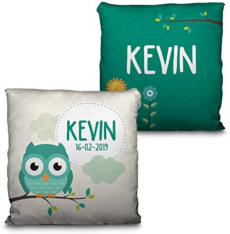 LolaPix Cojín Personalizado niño y niña. Regalo bebé. Regalo Personalizado con Nombre. Fecha/Inicial. Cojín con Relleno Incluido. Varios diseños. Bebé Búho