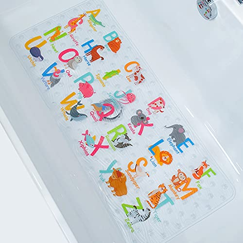 Tappetini da bagno per bambini vasca - grande cartone animato antiscivolo Vasca da bagno Vasca da bagno per bambino Bambino Vasca da bagno stuoia per doccia bambino per pavimento 90 * 40 cm (alfabeto)