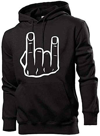 Generisch Mano Cornuta Faust - Felpa da uomo con cappuccio Nero S