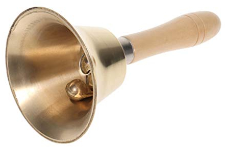 Milisten Handglocke Weihnachten Klingelglocke Kupfer Messing Metall Laute Hochzeit Restaurant Call Bell Mit Holzgriff (Golden)