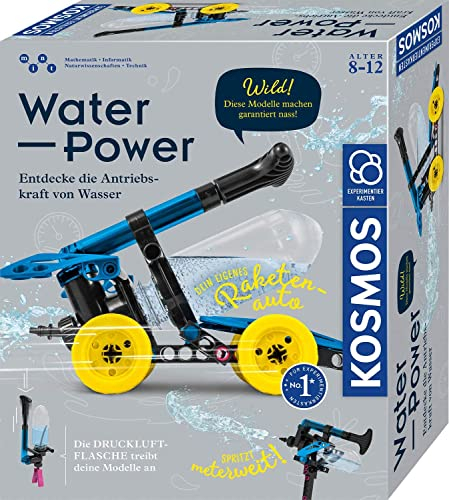 KOSMOS 620660 Water Power, Entdecke die Antriebskraft von Wasser, Bausatz für Raketen-Auto, Wasserpistole, Rasensprenger, Boot, Experimentierkasten für Kinder ab 8-12 Jahre, für drinnen und draußen