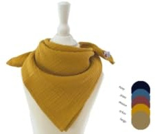 Glückspilz | Musselintuch Kinder | Musselin Schal Kinder | Baby Dreieckstuch | Musselin Halstücher Kinder | 60 x 60 cm |Ocker
