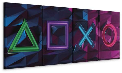 murando - Leinwandbild Gamingzimmer Gaming, 160x60 cm, 4-teilig, Wohnzimmer | Hochwertige Leinwand, sofort aufhängbar, ideal fürs Wohn- oder Schlafzimmer, wasserfest und lichtecht, langlebig, stilvoll