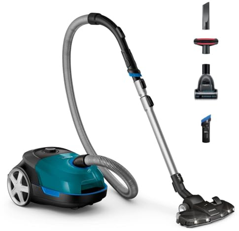 Philips Performer Active Aspirateur avec Sac - Moteur 900W, Aspiration De 99,9% De La Poussière, Compartiment De 4L, Buse TriActive+ LED (FC8580/09)
