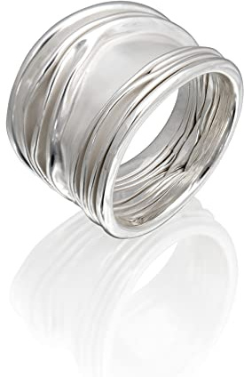 Nature Rebel Falten Ring Damen 925 Sterling Silber Hochglanz Matt Wellenring Groß