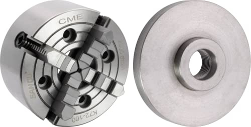 CME 6 4-Jaw Independent Lathe Chuck with 1 1/2-8 Threaded Semi-Finished Backing Plate, Machine to Fit Chuck, Reversible Jaws