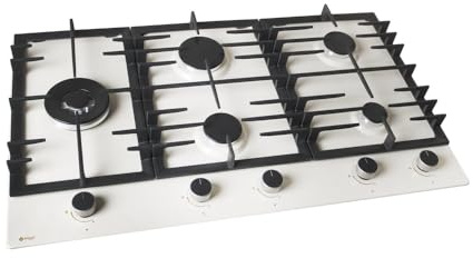 Wiggo WH-G934RR(C)- Eingebautes Gaskochfeld mit Wok - 90cm - Creme