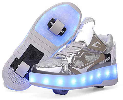 Junge Mädchen Schuhe Kinderschuhe mit Rollen LED Leuchtend Schuhe Outdoor Sportschuhe Blinkschuhe Skateboardschuhe Sneaker Geburtstage, Feiertage