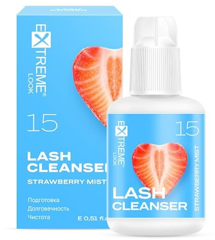 Extreme Look | Entfetter für Wimpernverlängerung | Reiniger für künstliche Wimpern | Entfetter | Vorbehandlung für künstliche Wimpern | Cleanser für Wimpernverlängerung - Erdbeere 15ml | Degreaser |
