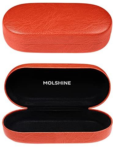 molshine Hartschalen-Sonnenbrillenetui, Brillenbox aus PU-Leder, klassischer großer Brillenhalter für Damen und Herren