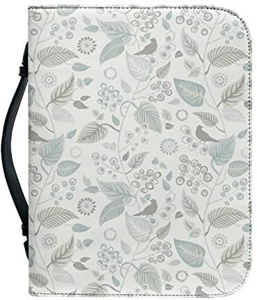 Kuiaobaty Weißer kleiner Buchumschlag mit Reißverschluss und Griff, 22,9 x 15,2 cm, Blätter-Druck, Bibel-Buchumschläge, Schutztaschen, hält und schützt