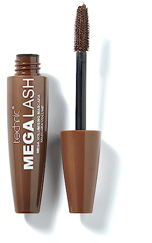 Technic Mega Lash Brown Mascara - Vegane, braune, strapazierfähige, wischfeste Wimpernaufbau-Formel für voluminöse, glamouröse Wimpern - 12ml - Braune Wimperntusche - Braune Mascara