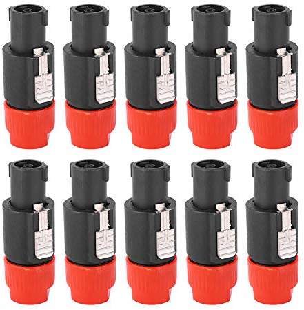 Tiiyee C NL4FC Connettore per Altoparlante Audio, Spine Altoparlanti Audio Speakon Cash Cavo Plug Spina Amplificatore a 4 Poli Maschio Impermeabile Ricevitore Sistemi Video 10 Pezzi (Rosso)