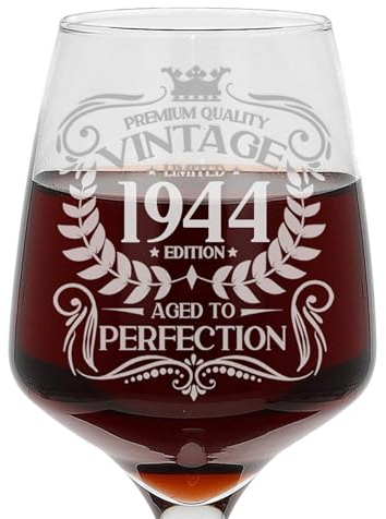 Always Looking Good 82nd Birthday Gift Vintage 1944 Aged to Perfection Engraved Large Wine Glass Present for 82 Year Old Etched 400ml Wine Glass