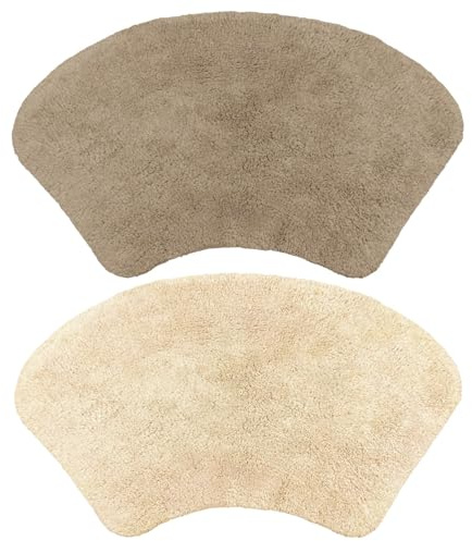 Allure Curved Shower Mat 48 x 80cm Set of 2 – 100% Cotton Shaped Bath Mats, Super Soft, Absorbent, Washable Bathroom Rugs for Quadrant Shower Cubicle, Bathtub (Mocha & Stone)