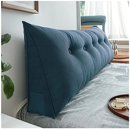 LANAZU Dreieckige Kopfteil-Keilrückenlehne, Lesekissen für Bett/Sofa, Stützkissen zur Positionierung am Bett, Abnehmbarer Bezug, geeignet für Sofa, Schlafzimmer (Dark Ink Blue 150cm)