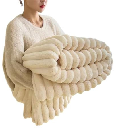 XILENY Coperta Pile Matrimoniale 200x230 cm Morbido Caldo Plaid Peloso di Pelliccia Sintetica per Letto e Divano - Lavabile per Inverno Autunno (Bianco Latte Addensato)