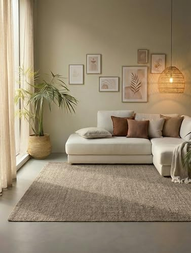 Hanse Home Jute Teppich – Natur Wohnzimmerteppich aus 100% Jute - Handgewebt & Natürlich – Boho Naturfaser Juteteppich für Wohnzimmer, Schlafzimmer, Esszimmer – Natur Grau Braun, 80x150cm