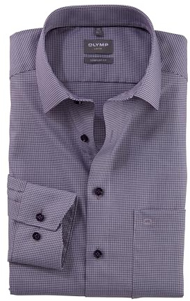 OLYMP Herren Oberhemd Langarm Luxor,Faux Uni,Luxor Comfort fit,13 New Kent,Pflaume 97,40