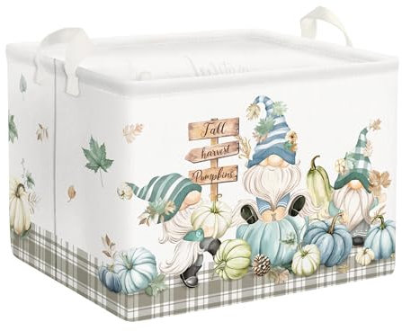Clastyle Cestos Almacenaje Cosecha Otoñal Cesta Ropa Sucia Calabaza para Acción de Gracias Cajas de Almacenaje Juguetes para Chico Chica,Gnomo,40*30*30 cm