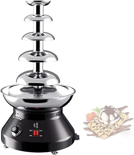 LABLADUO Chocolate Fountain, 5 Tiers Electric Chocolate Fondue Fountain,Stainless Steel Chocolate Melting Heating Machine,7-Pound Large Capacity,Easy to Assemble,for Party Wedding(Black)