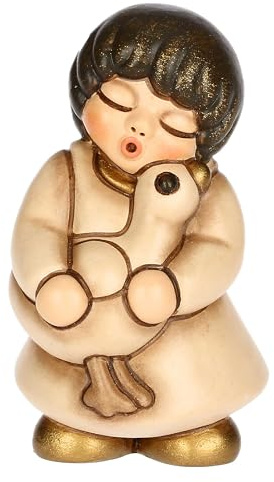THUN, Bimba con Oca in Ceramica di Alta Qualità, Collezione Presepe Classico, Statuine per Presepe di Natale da Collezione, 3,6 x 3,6 x 6,2 cm