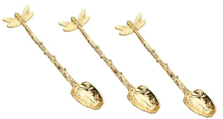 NAMOARLY 3piezas Cucharas De Café Creativas De Inoxidable Para Postres y Café Cucharillas Doradas Para Uso Doméstico y Cocinas Cucharas De Postre Versátiles y Elegantes