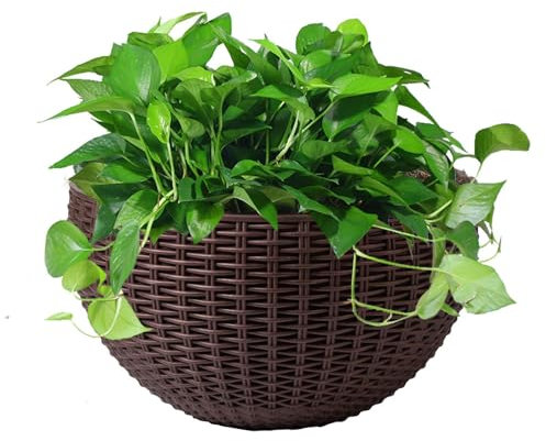 Vasi Da Fiori In Rattan Finto Da Appendere Alla Parete - Vasi Da Fiori Da Appendere Alla Parete, Semicircolari, V-asi Da Fioris Sospesi, Cestini, Con Drenaggio E Ganci, Per Recinzione,Balcone,Terrazza