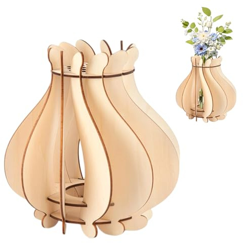 LUMOOM Holzvase für Blumen, Bouquet Vase für Blumenstrauß, Holzpuzzle Blumenvase für Blumenstrauß, Holzvase für Rosen Tulpen Sonnenblumen Kirschblüten Blumen (C)
