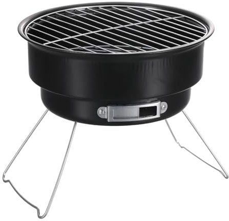 EKsma Parrilla de carbón portátil Redonda de 25 cm con asa for Exteriores, hogar, Cocina, Barbacoa, Picnic, Camping