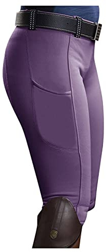 Leggings de equitación para mujer, cintura alta, ajustados, monocolor, transpirables, de secado rápido, pantalones de equitación al aire libre, para equitación, entrenamiento ecuestre, con bolsillos y