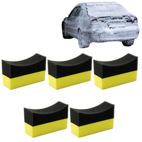 Applicateur De Brillant pour Pneus | 5 Pièces Pads De Nettoyage Cire Voiture Lustrage | Mousse Polissante & Cire pour Vitres et Carrosserie de Voiture
