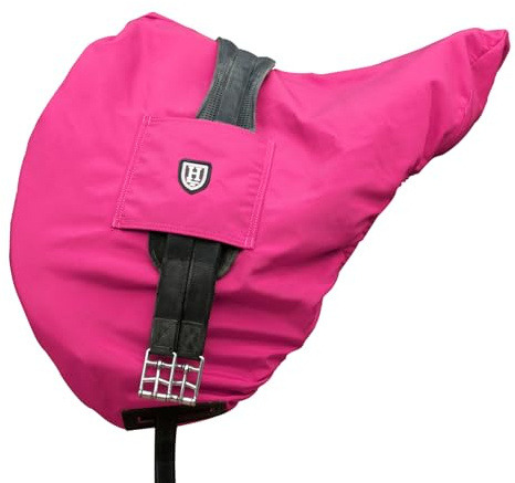Harrison Howard Hochwertiger englischer Sattelbezug, wasserdicht/atmungsaktiv, mit Fleece gefüttert, langlebig, Schutz vor äußeren Schäden, Allzweck-Sattelbezug, Magenta