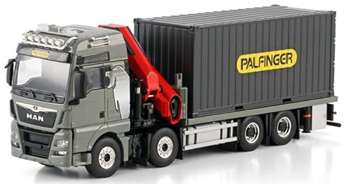 Pour WSI for Man TGX XXL Euro 6C (Facelift) Camion à plateau 8 x 4 avec pour PALFINGER PK 480 TEC + conteneur de 6,1 m pour camion Premium Line 1:50 modèle pré-construit